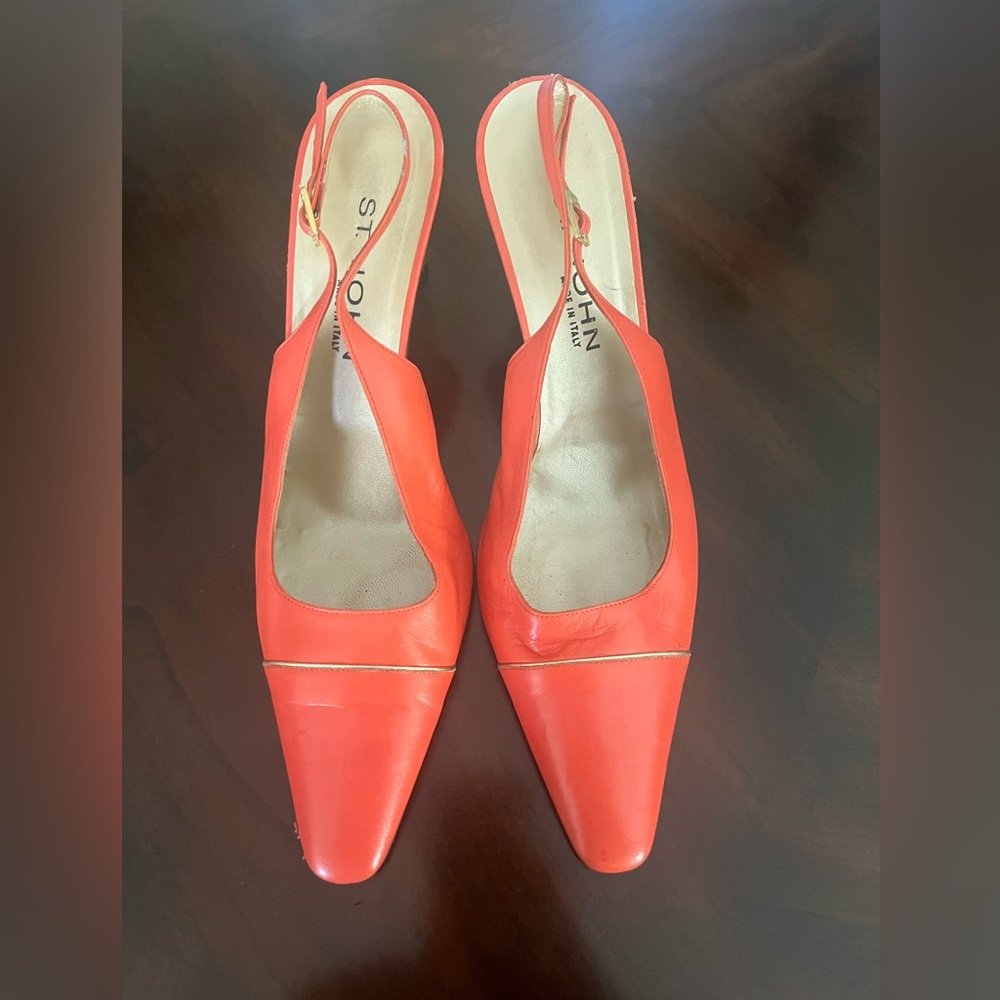 St. John Vibrant Orange Slingback Heels